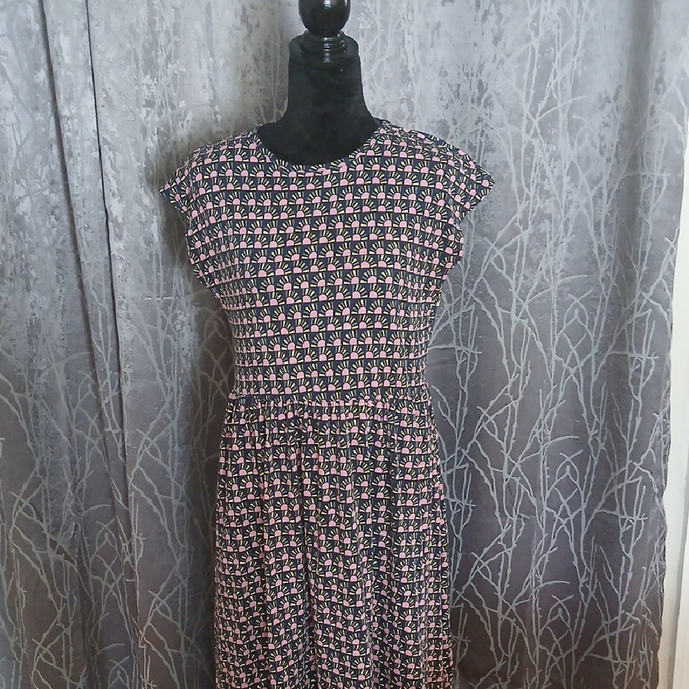 Boden Black and Pink Geometric Maxi Dress